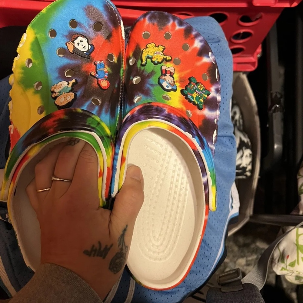 CROCS men size 9 BUNDLE 2 pair of tye dye crocs